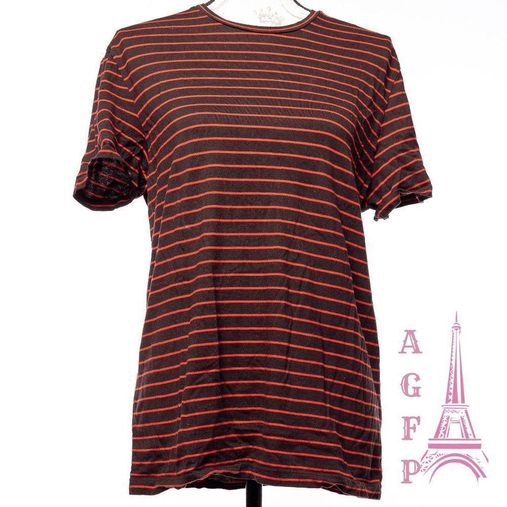 Calvin Klein Pima Cotton T-Shirt top size M stripes red black grunge 💖 2/$30